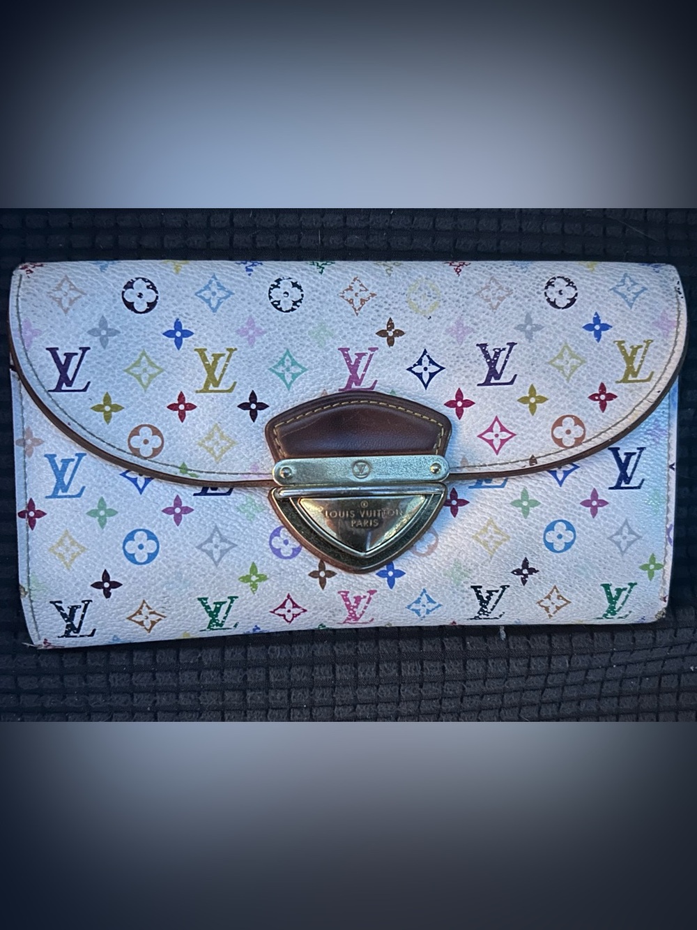 Louis Vuitton White Multicolor Monogram Canvas Clasp Wallet